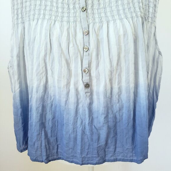 Free People Top Women XS Blue Smocked Tank Boho Festival Peasant Cottagecore NEW - Picture 5 of 13